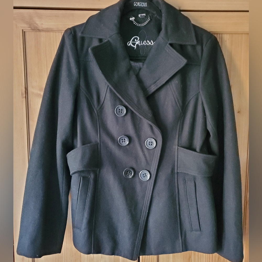 Guess Women's Elegant Black Peacoat